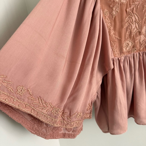 Anthropologie Love Sam Fluttered and Beaded Blouse Medium - Picture 8 of 14